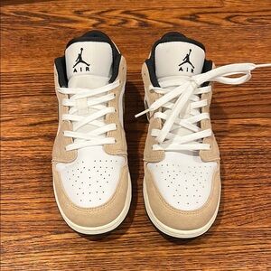 Jordan White and Tan Classic Sneakers